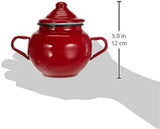 Roja krukke med låg, 0,5 l, rødemaljeret stål, 10 x 10 x 20 cm, 2 stk.