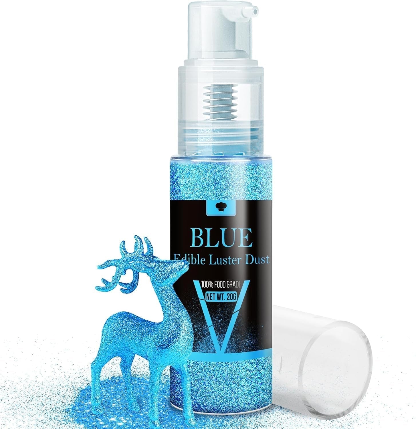 Spiselig glitterspraysæt - 20 g mad iriserende glitterstøv til drinks, champagne, kager - spiselig metallisk madfarve til cocktails, vin, spiritus, bagning, kager