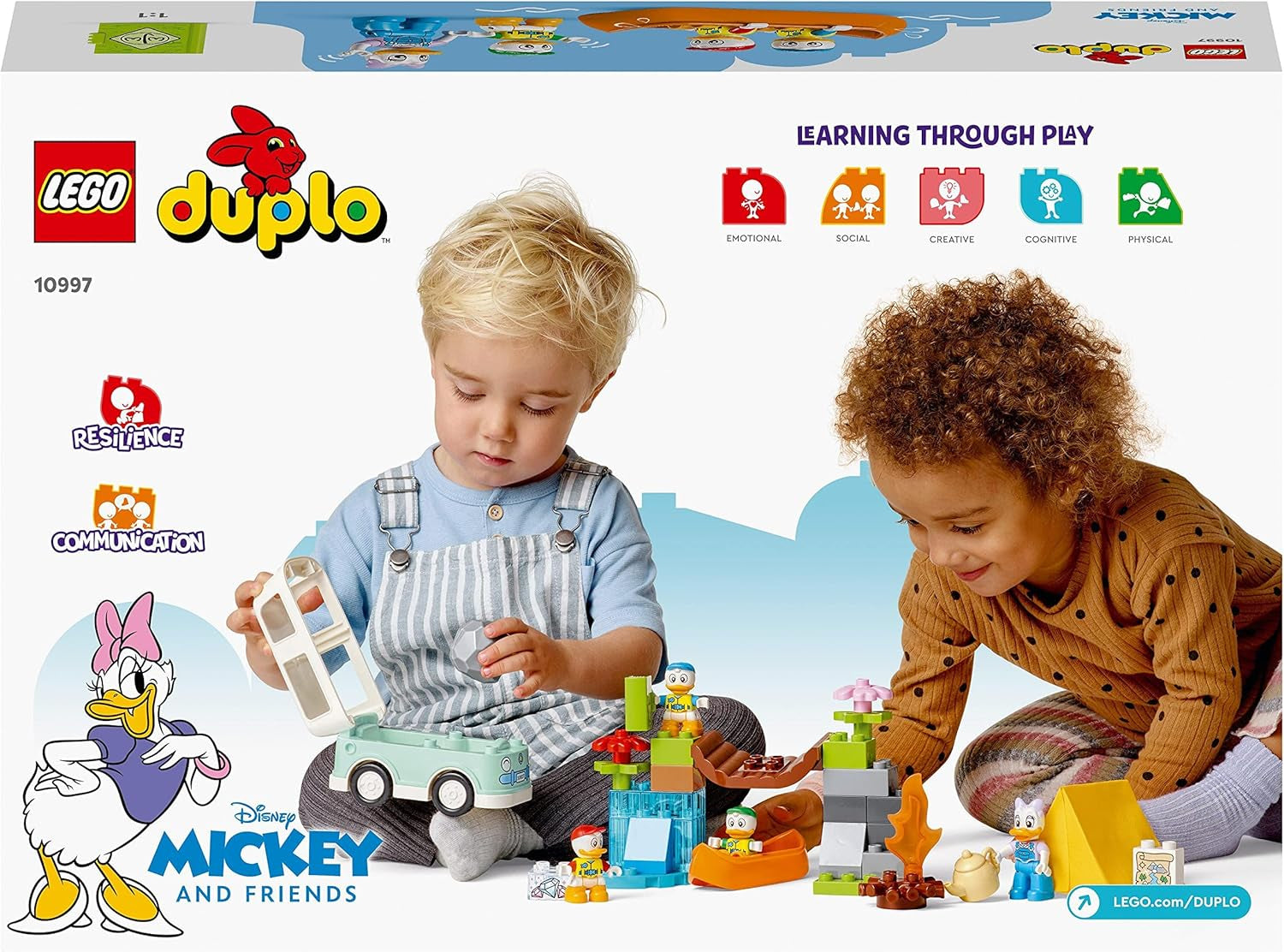 LEGO 10997 DUPLO Disney Mickey and Friends campingeventyrsæt med autocamper, kano og tusindfryd andefigur, byggelegetøjsgave til småbørn 2+ år, piger og drenge byggesæt Besuche den LEGO-Store