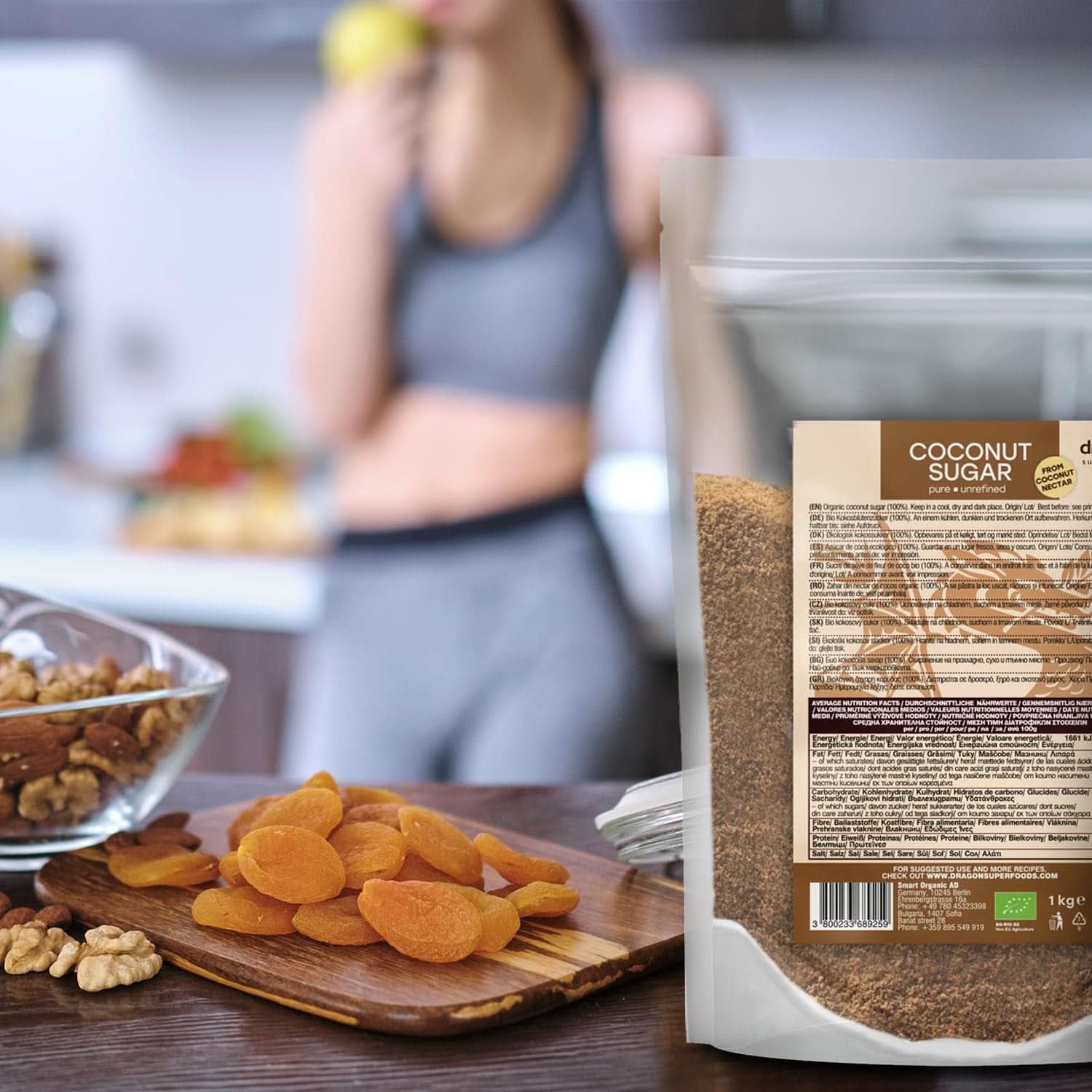 Kokossukker-100 % økologisk, uraffineret, 1 kg sødemidler Naty Shop