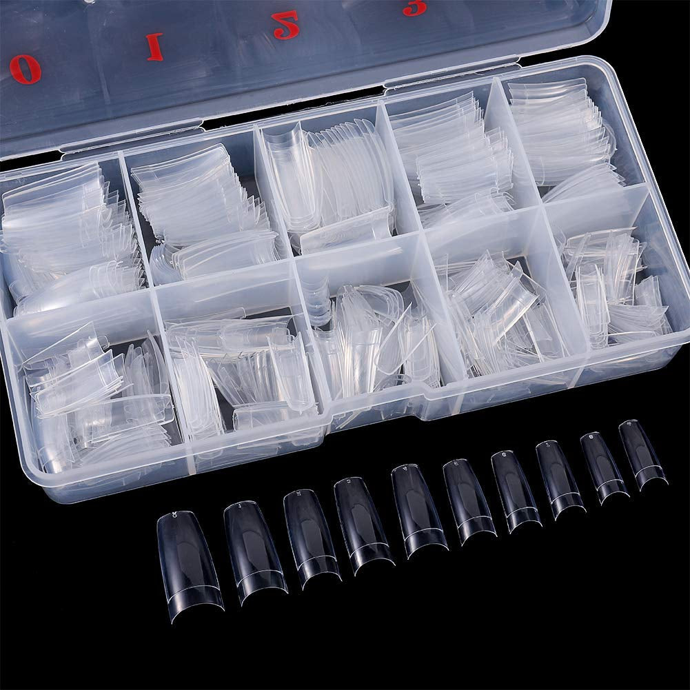 1000 stk falske negle 10 størrelser Naturlige neglespidser Kunstige franske neglespidser Kunstige neglespidser Falske neglespidser Box Art Tips til kvinder piger