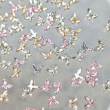 Mini Butterfly Zircon Nail Nøgleringe Y2K Hvid Champagne Pink Rhinestone Krystal Sommerfugl Nøgleringe Negle 3D Butterfly Nail Design Nøgleringe Butterfly Negle Dekoration Nail Art Nøgleringe Negle Accessories
