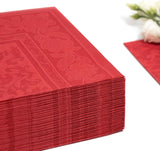 50 Premium servietter "ROYAL Collection" 1/4-fold 40 Cm X 40 Cm Rød Højkvalitets "Ornamenter" (pakke med 2)