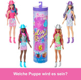 Barbie Color Reveal Dukke og tilbehør med 6 overraskelser, Disco Star Series med metallisk glitter og farveskiftende top (stile kan variere), JCP01, 32 cm