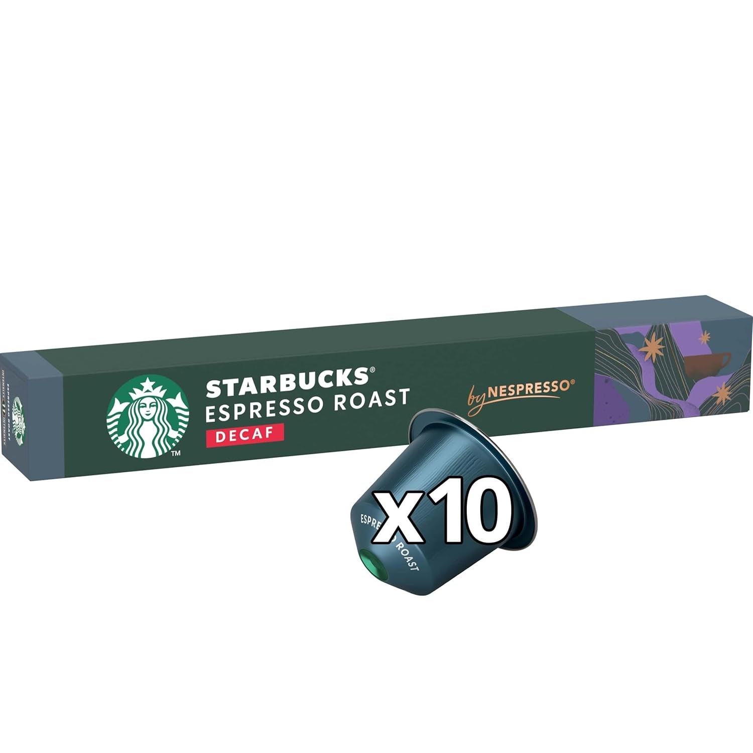 STARBUCKS Espresso Roast Entkoffeiniert af Nespresso, Dunkle Röstung, Kaffeekapseln 10 x 10 (100 Kapseln)