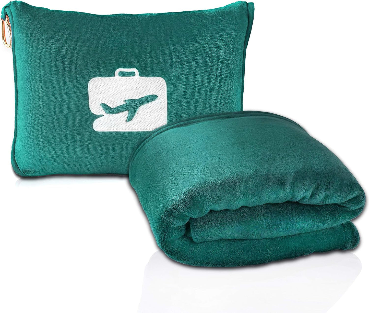 Eversnug rejsetæppe og pude - blødt 2 i 1 flytæppe med blødt lommepudebetræk, håndtaskebetræk og rygsækholder (Burgognerød) Rejsepuder Naty Shop Bluegreen/A Touch Of Paradise (Trace Of Paradise)