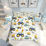 Jungen Cartoon Auto Sengetøj Sæt 135X200,Kinder Bau Fahrzeuge Tröster Abdeckung Für Kind Kleinkind Teens,Dinosaurier Bettbezug,Traktor Maschinerie Bagger Bettdecke Abdeckung,Lkw Autos Bedtuchen Naty Shop Multi 15 135*200+80*80*