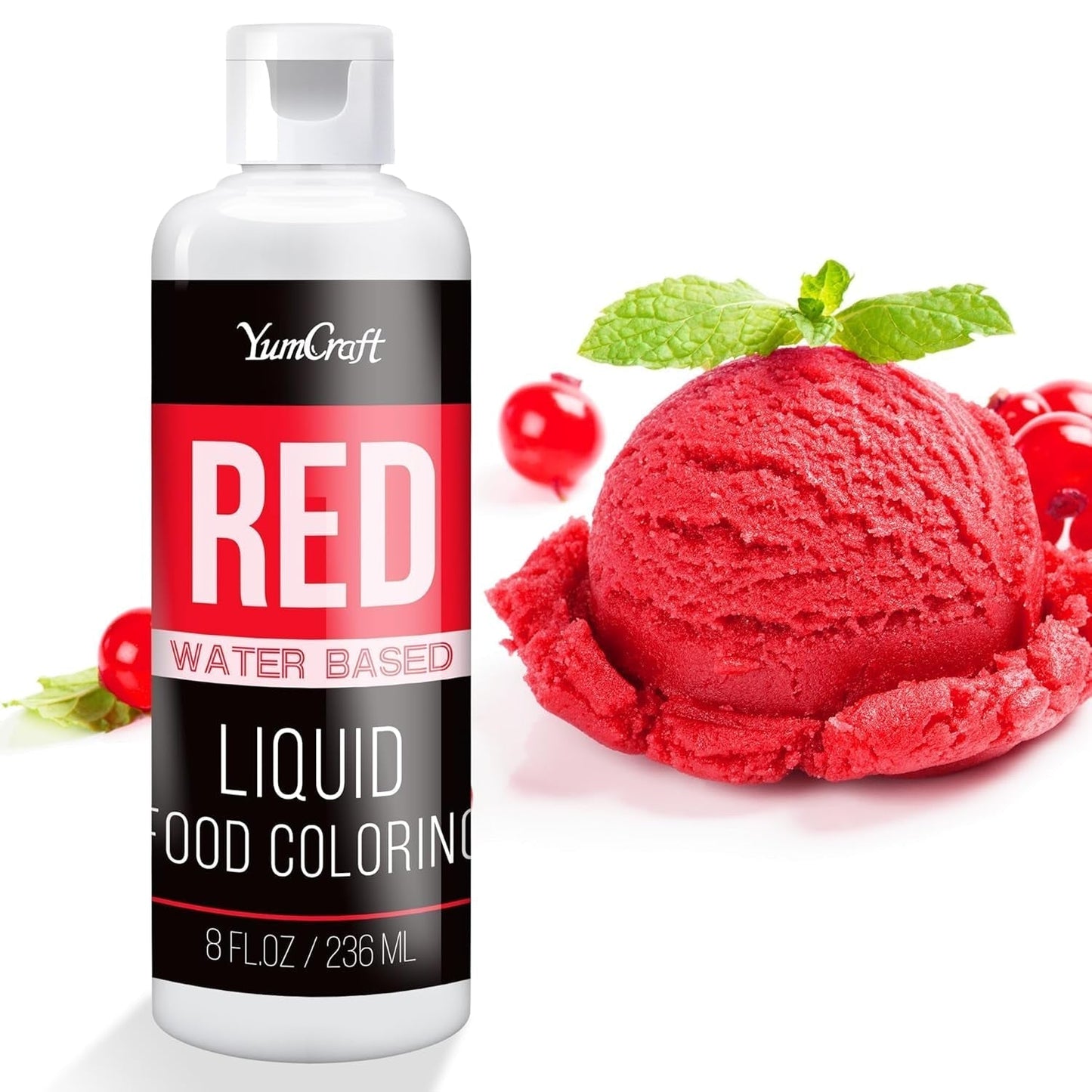Madfarve - Højkoncentreret flydende madfarve til kager, bagning, påskeæg, drikkevarer - Sukkerfri madfarve til fondant, glasur, slim, kagedekoration (Red Velvet, 236ml)