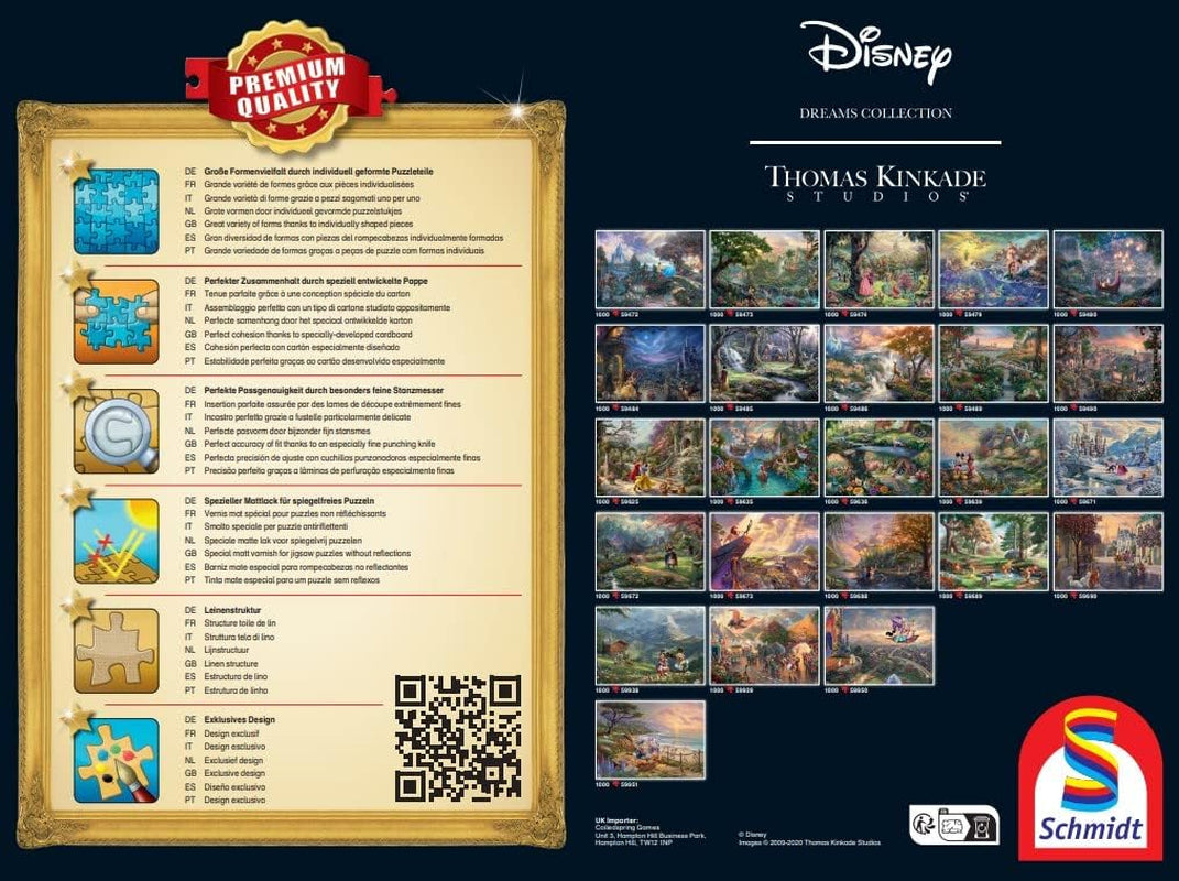 Schmidt Spiele 58030 Thomas Kinkade, Disney, Vaiana, Moana, puslespil 1000 brikker, normal, sort, hvid Puslespil Naty Shop