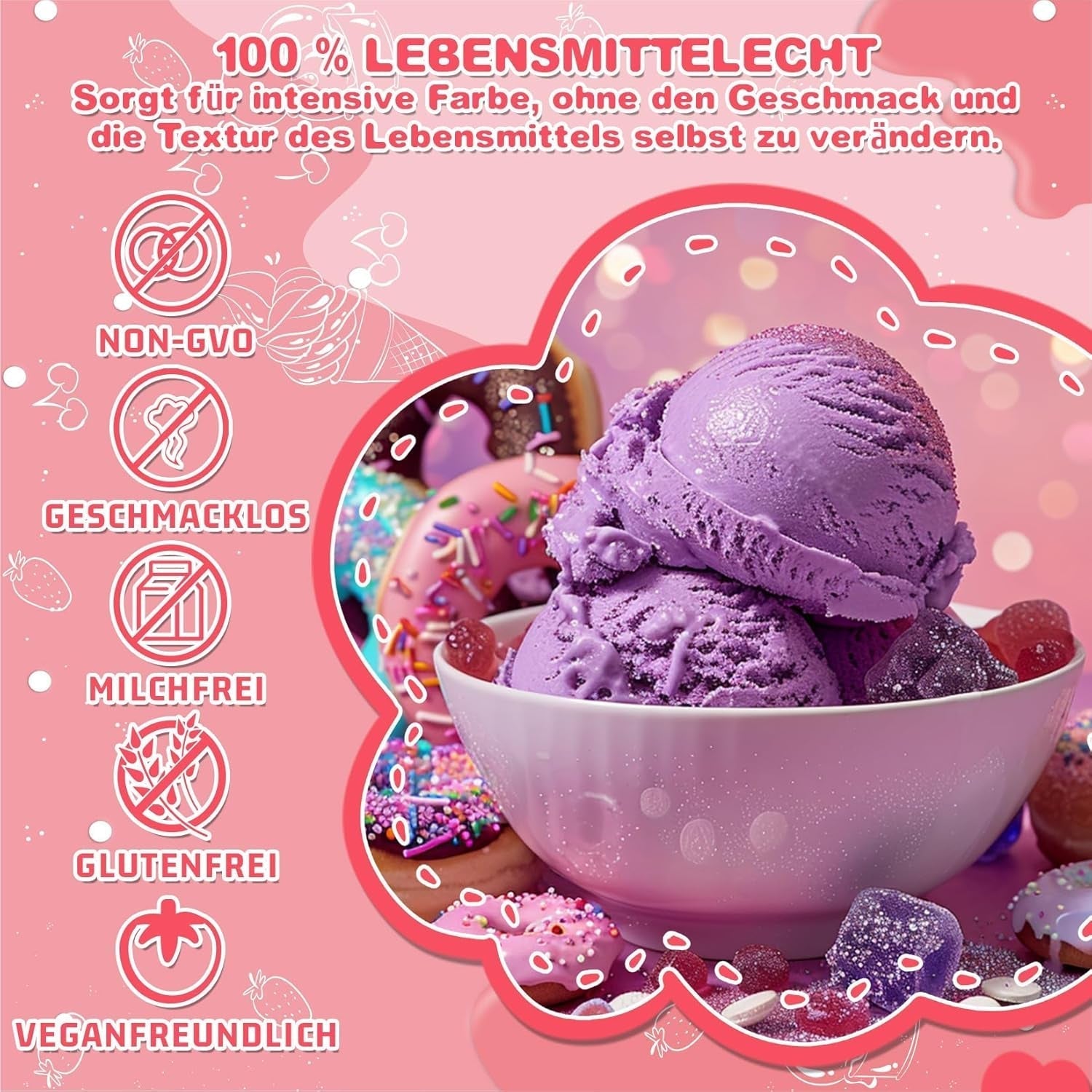 Gel madfarve - HXDZFX 2×30 ml, sukkerfri madfarve, højkoncentreret, til dekoration af kager, hvid fondant, makroner, småkager, bagning, påskeæg, slim (drue lilla)