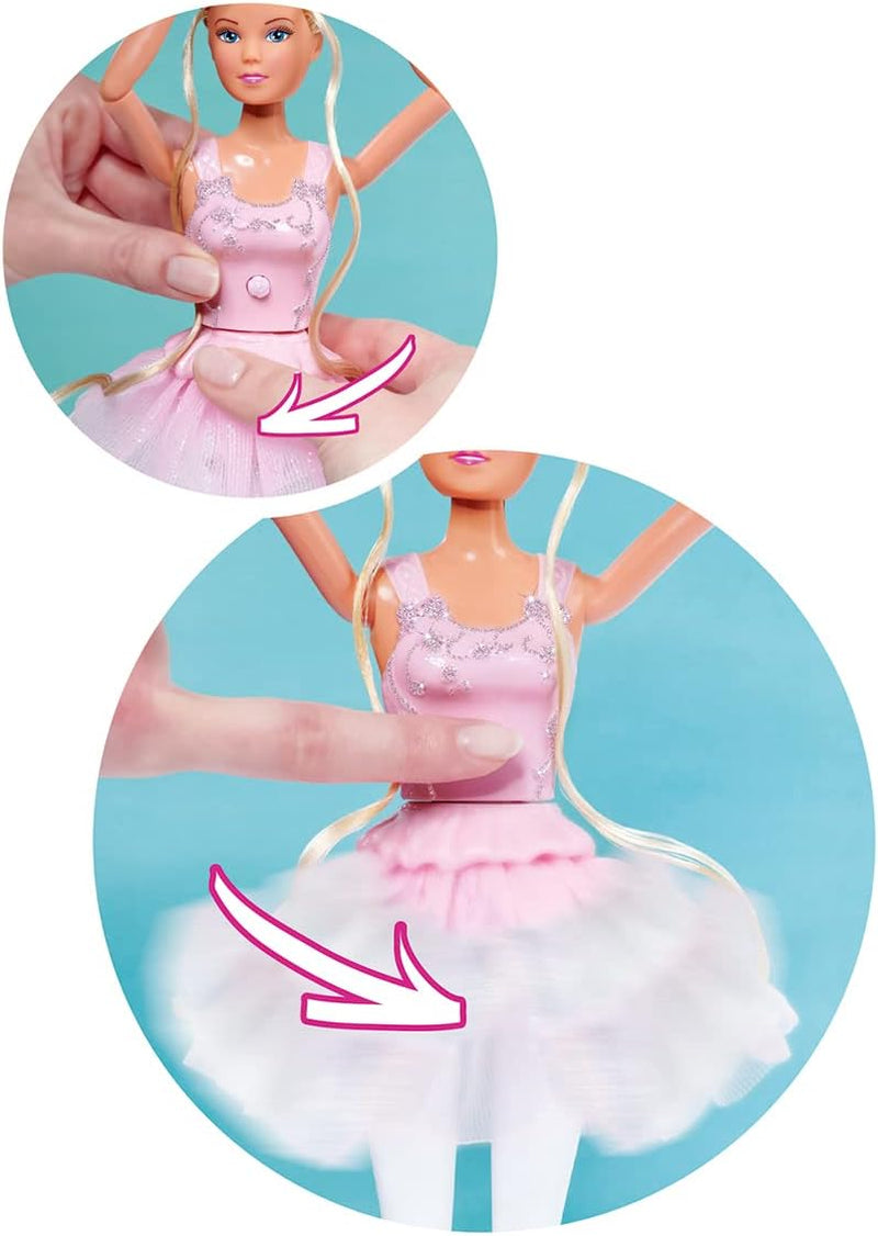 Simba 105733603 - Steffi Love Dancing Ballerina, Steffi som ballerinadukke med dyreven og roterende nederdel, legedukke 29 cm, fra 3 år