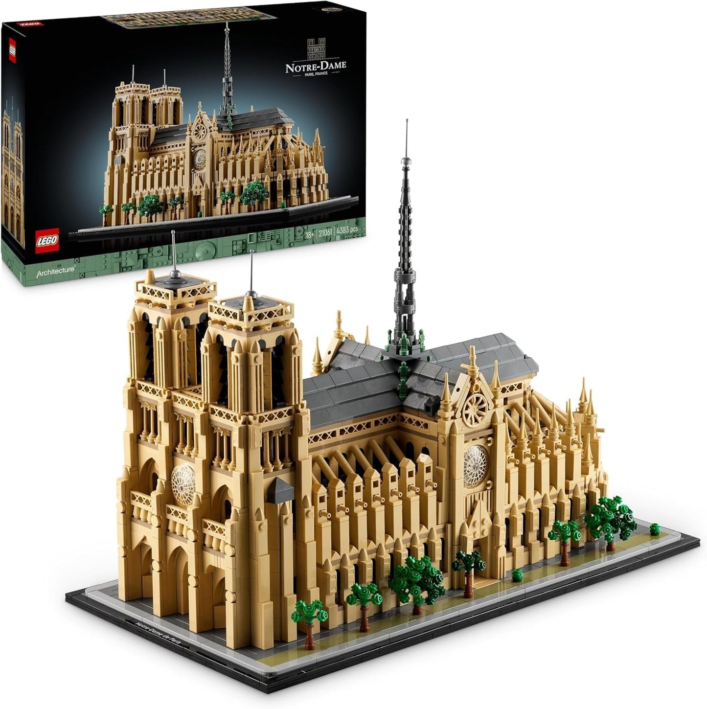 LEGO Architecture Notre-Dame De Paris, Voksensamlerobjekt, Frankrig Souvenir, Gave til Kvinder, Mænd, Globetrottere og alle historieentusiaster, Arkitektonisk model 21061 Byggesæt Besuche den LEGO-Store Standardtitel