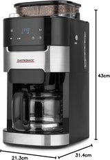 GASTROBACK 42711 Grind & Brew Pro kaffeespressomaskine, kaffeespressomaskine med integreret filter og kværn, konisk kværn med 8 slibeindstillinger, LCD-touchskærm, plastik