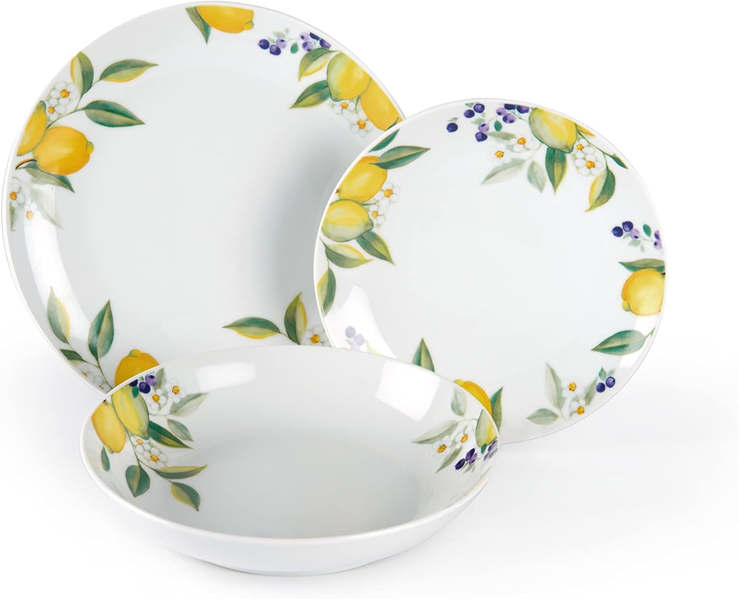 Excelsa Lemon servicesæt, 18 dele, porcelæn, hvid/citron