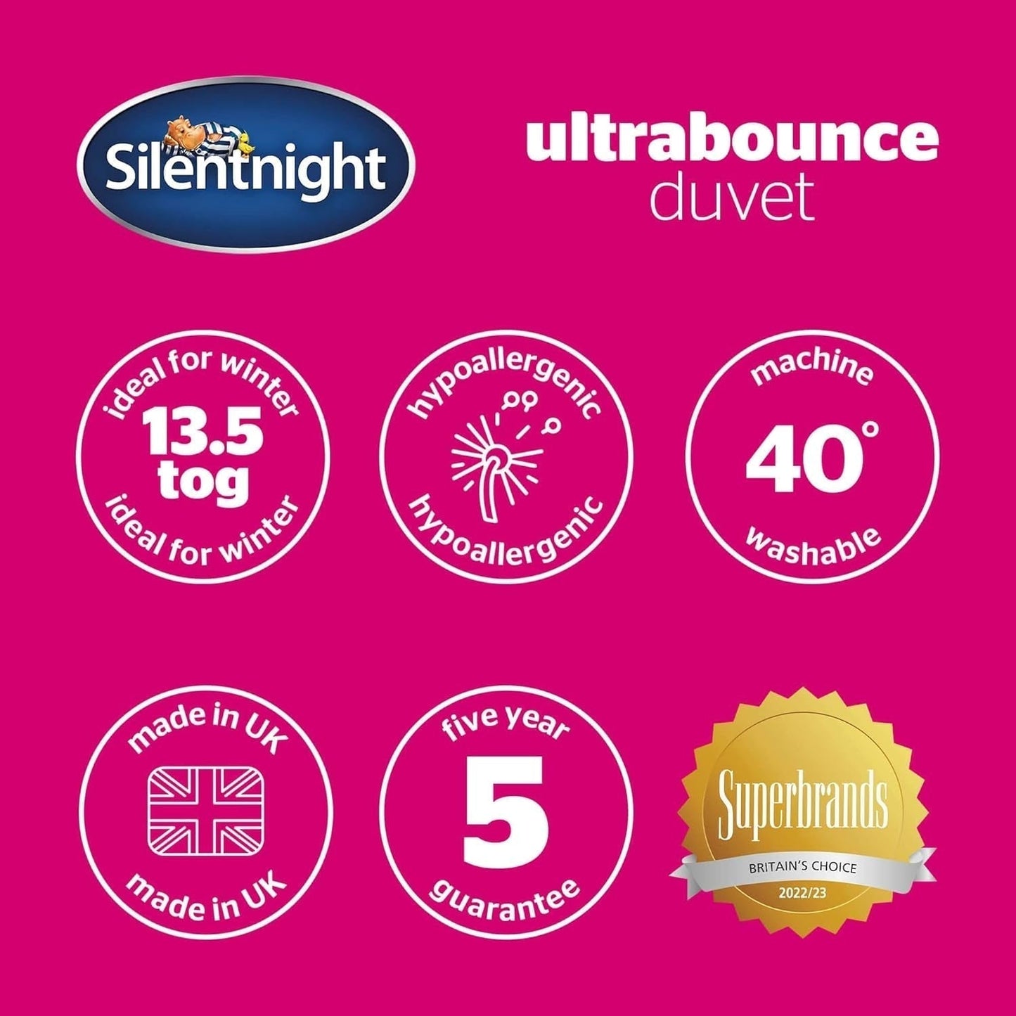 Silentnight "Ultrabounce" quilt, mikrofiber, hvid, enkeltseng Dyner og dyner Naty Shop