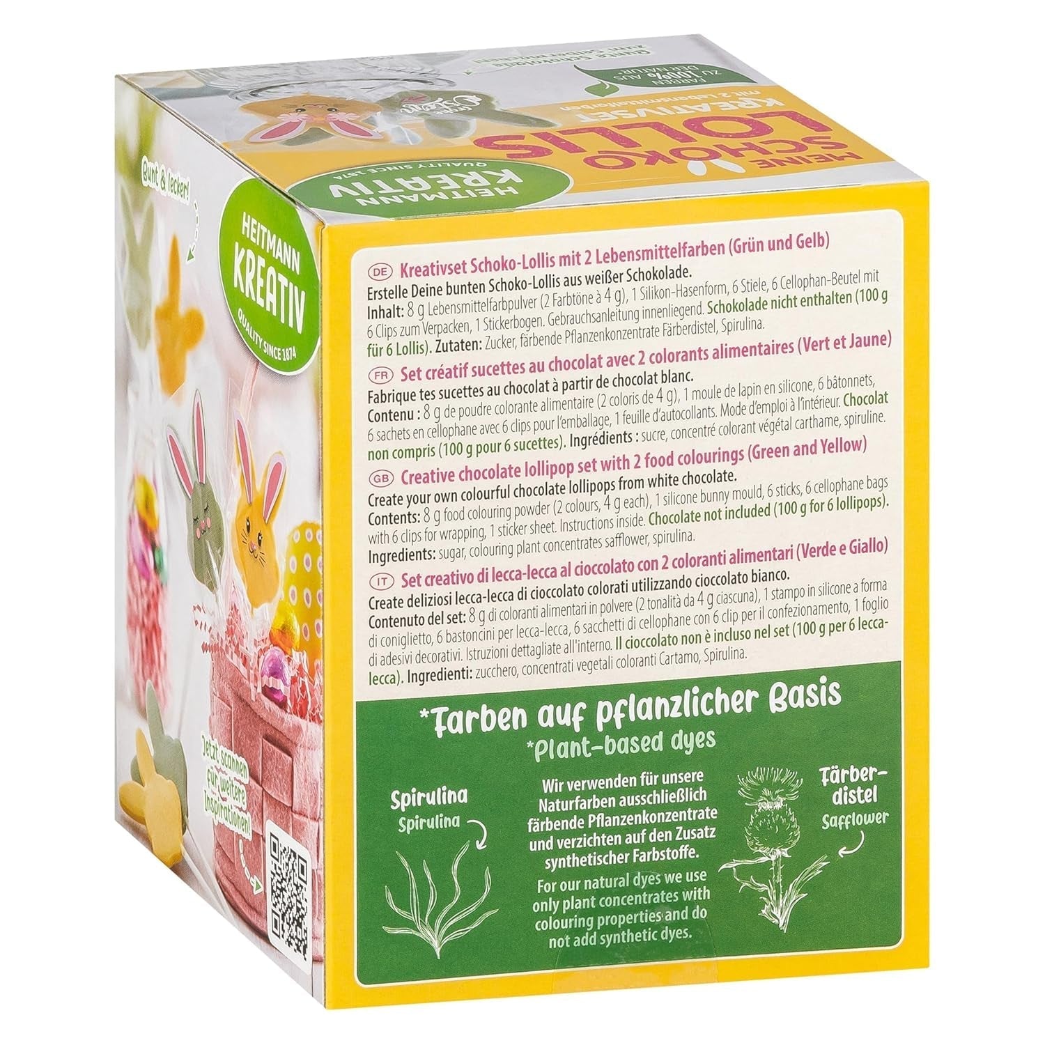 HEITMANN KREATIV - Chokolade slikkepinde - Med urtepulverfarvestoffer - Gul og grøn - DIY Kit - Påske