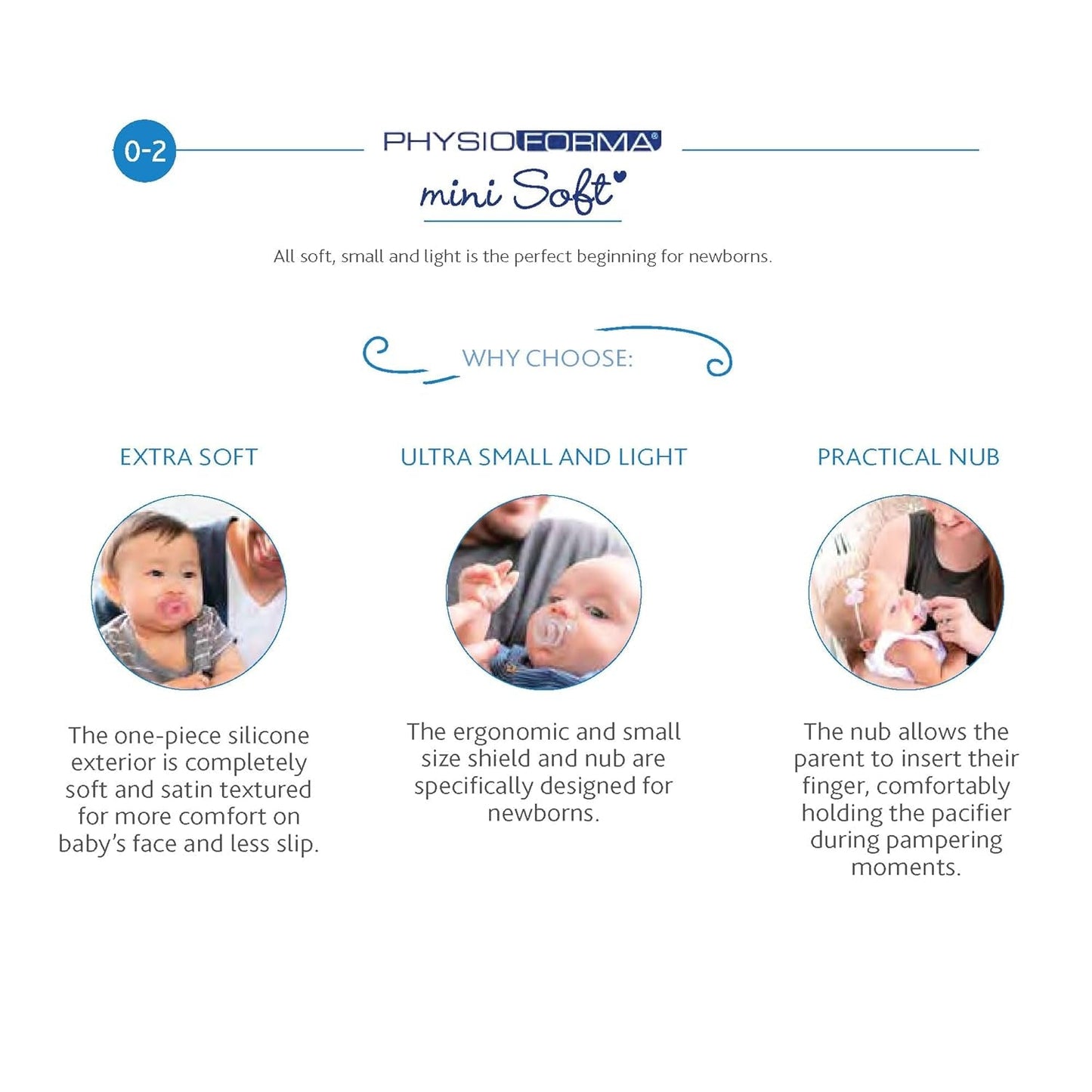 PHYSIOFORMA MINI BLØD OPHÆNGNING PURGE, LYS, 2-6M, 100% SILIKONE, 2 STK.
