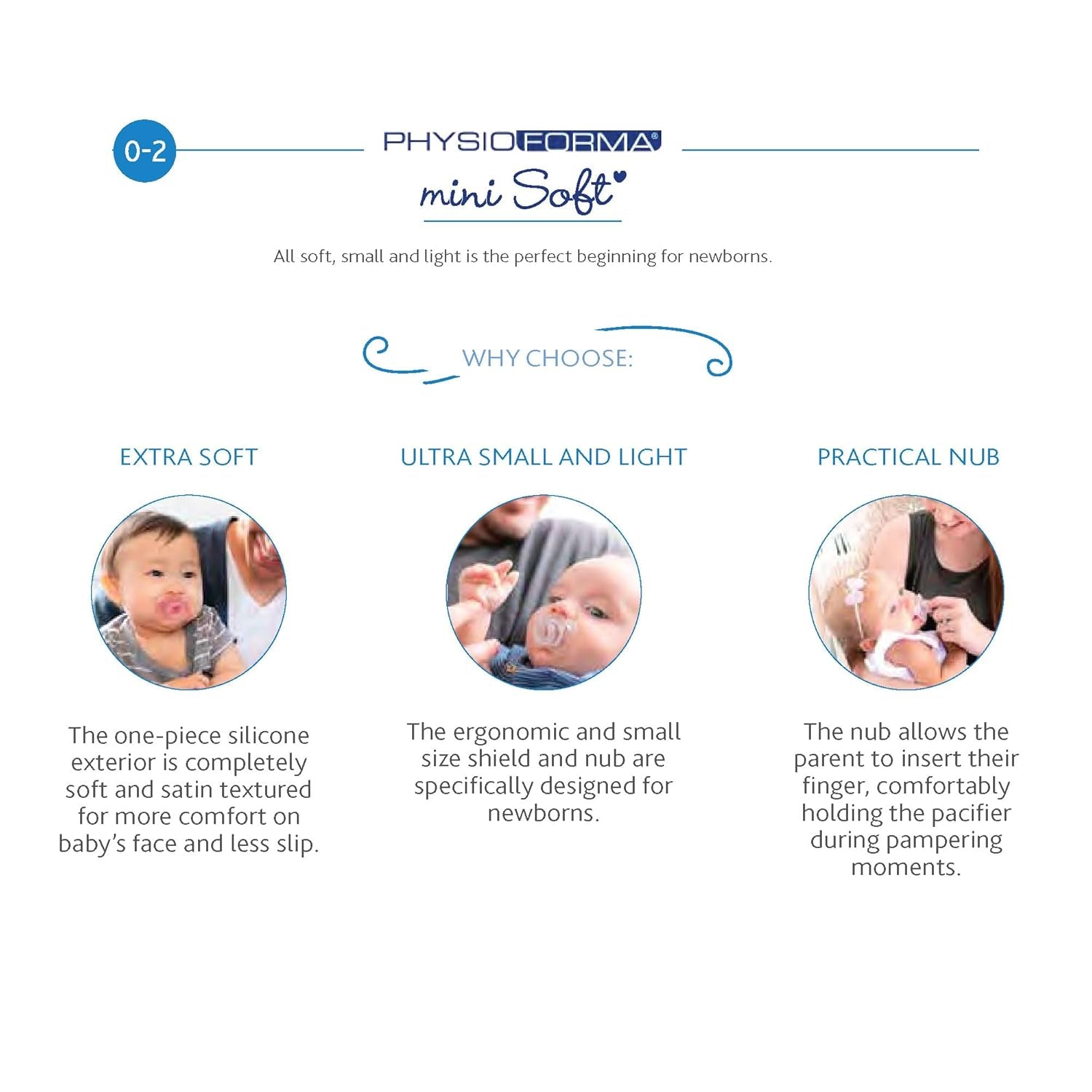 PHYSIOFORMA MINI BLØD OPHÆNGNING PURGE, LYS, 2-6M, 100% SILIKONE, 2 STK.