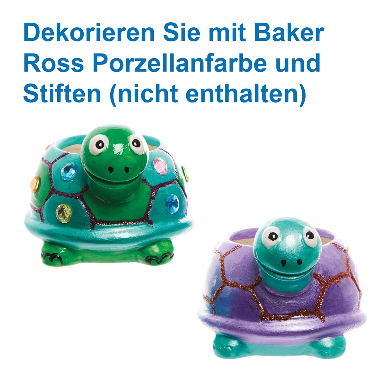 Baker Ross FX594 Turtle Keramiske Plantekasser - Pakke med 2, Mal din egen plantekasse