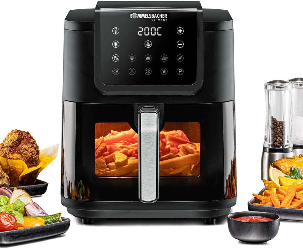 ROMMELSBACHER Varmluftfriture med vindue FRH 1700, 10 programmer, lydløs Hvidevarer Naty Shop 8 liter