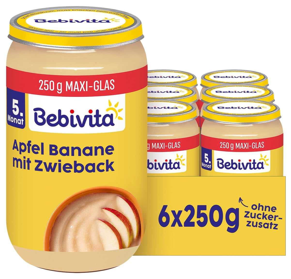 Frugt- og kornkiks i æble- og bananblanding, 250 g, pakke med 6 (6 x 250 g)