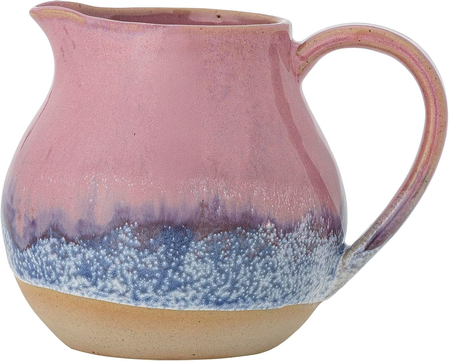 Bloomingville Paula mælkekrus i stentøj - dekorativt design, perfekt til morgenbordet, med en naturlig tekstur, 435 ml (Pink)