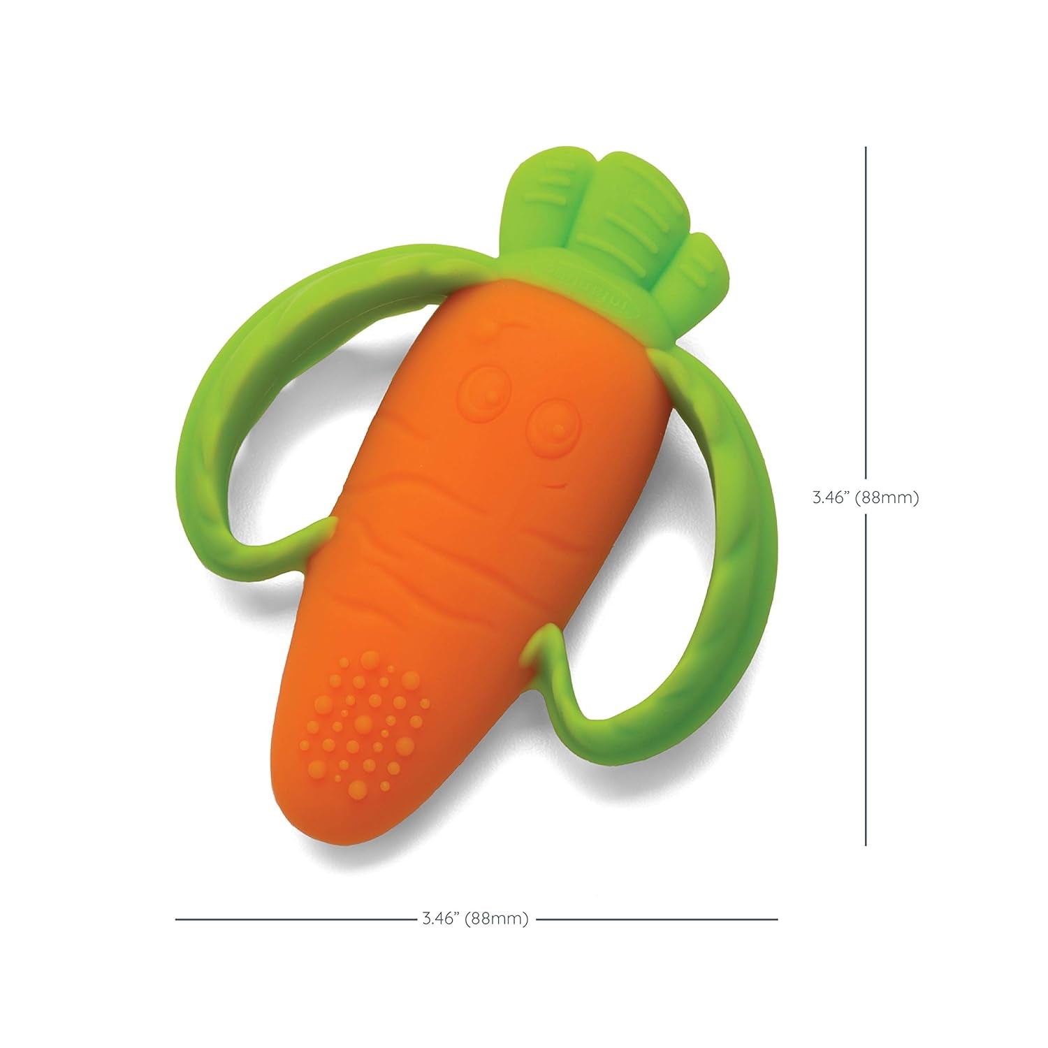 Infantino Lil' Nibbles, tekstureret silikonebider, BPA-fri babybitring, blødt, let at holde, sansestimulering til spædbørn, gulerod