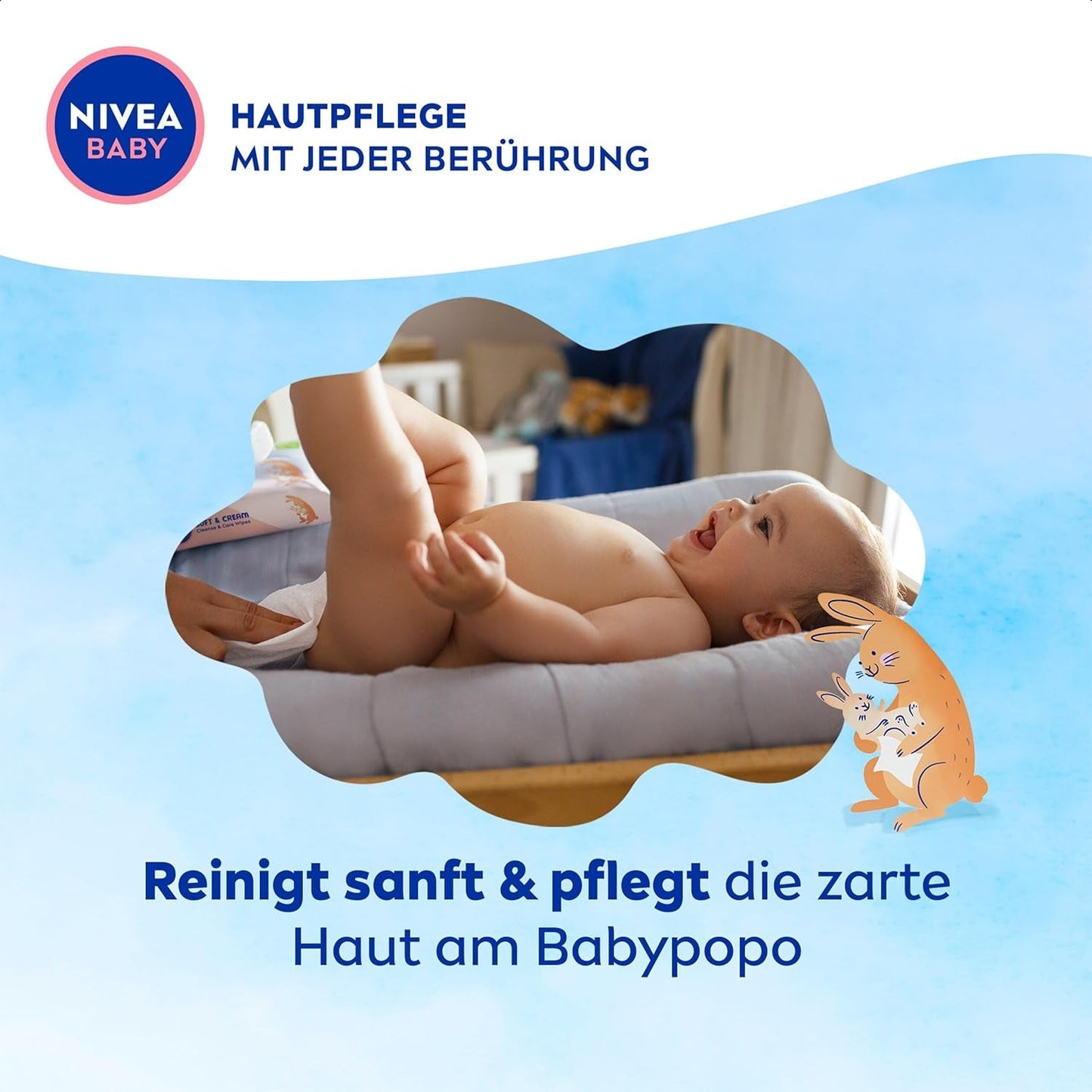 NIVEA BABY Soft & Cream vådservietter til babyer (4 x 57 stk.)