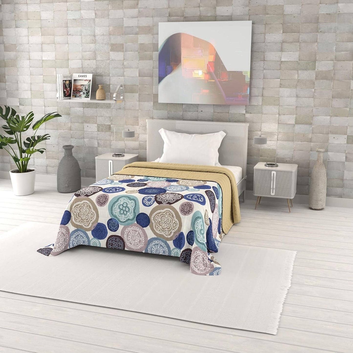 Fantasy printet sommerdyne, polyesterfyld, kronblade, 260X270Cm Dyner og dyner Naty Shop Murrine 170X270Cm