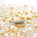 Streusel Glück, Drys med hvide hjerter og gyldne kugler, 40 gram Sprinkles Naty Shop