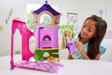 Disney Princess HMV99 - Rapunzel bevægeligt dukke- og legetårn med sjov rundt omkring, 6 legeområder og 15 tilbehør, inspireret af Disney-filmen, legetøj til 3-årige dukker Naty Shop-dukker