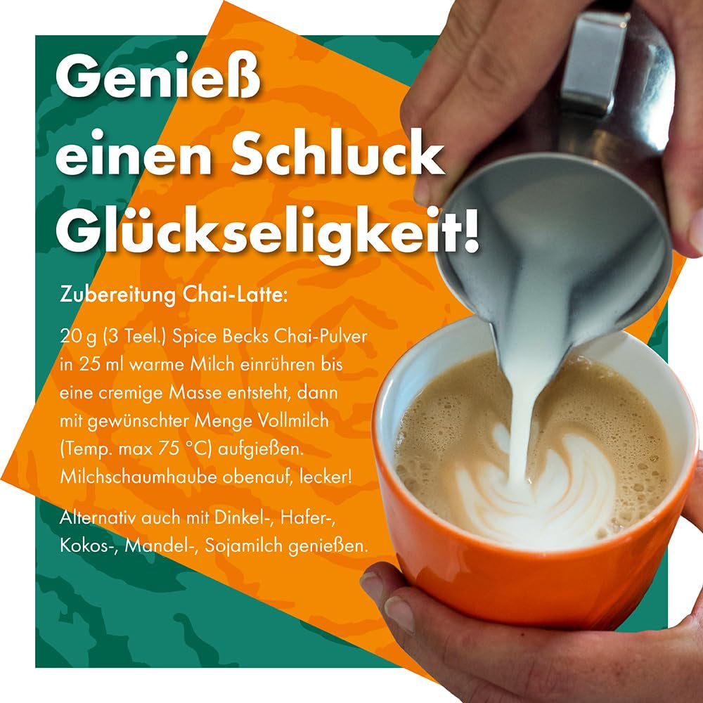 Becks Cocoa Om Masala Chai Tea Bio - Indisk sort te med traditionelle krydderier som kanel, kardemomme og ingefær - Perfekt til Chai Latte, 300g