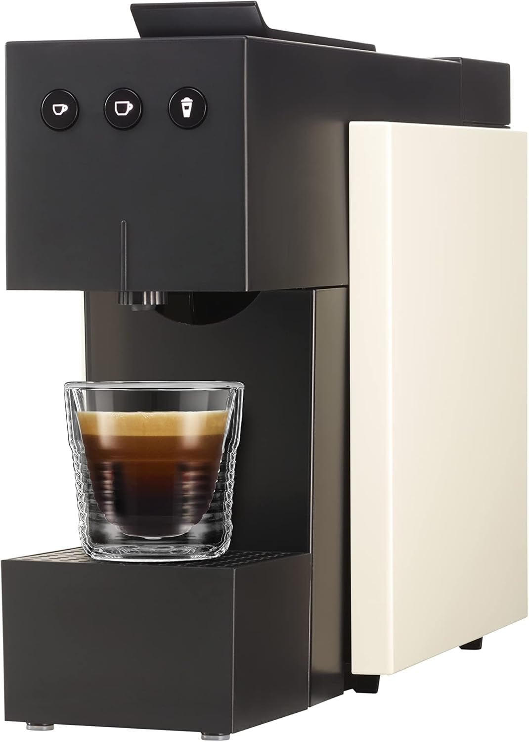 Espressomaskine med K-FEE SQUARE kapsler til kaffe, te og kakao | Kompakt espresso | Hurtig opvarmning | 0,8 l vandtank | 19 takter | Klaver sort
