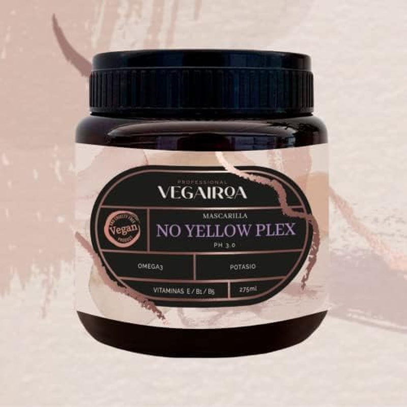 VEGAIROA - No Yellow Plex Mask - Neutraliserende maske til gule og orange toner - Fugtgivende pleje - Lilla pigment - Professionelt vegansk hårprodukt - 275 g Naty Shop hårmaske