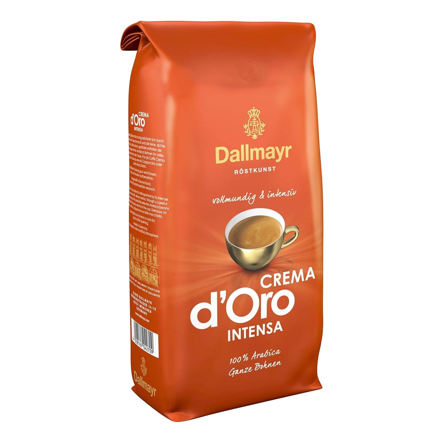 Crema d'Oro Intensa kaffe, malet kaffe, ristet kaffe, hele bønner, kaffebønner, 8 x 1000 g
