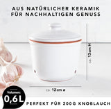 Römertopf Fresh Pot MINI 0,6 liter - Keramisk hvidløgsgryde - Åndbart ler holder grøntsager friske i længere tid - Ideel luftcirkulation - Hvide madkasser Naty Shop