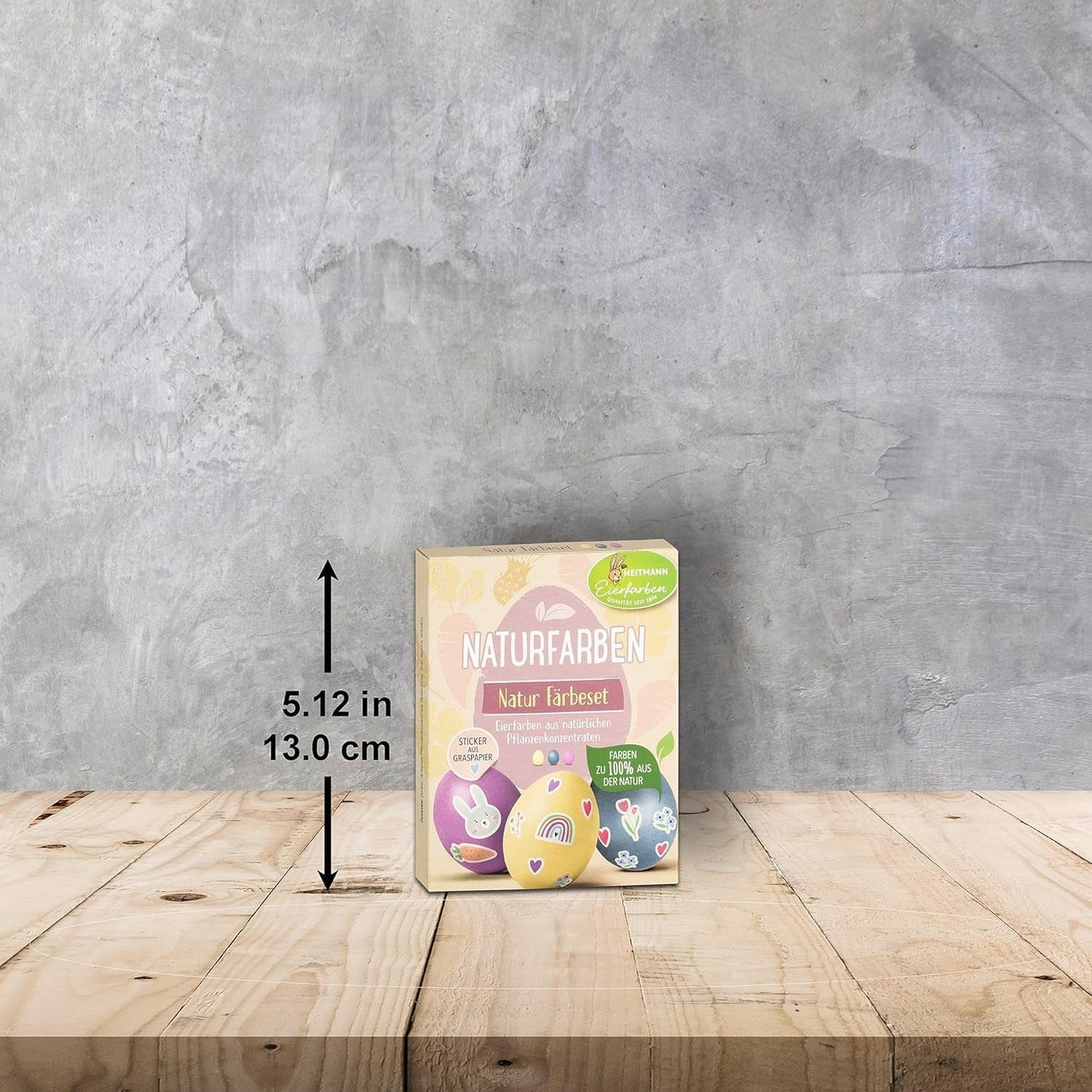 Heitmann Egg Dye Natural Dye Sæt, 3 Egg Dye Pulvere (gul, lilla, grå-blå), græspapir klistermærkeark