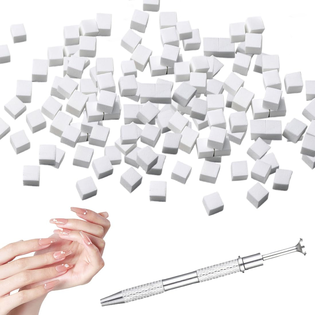 100 Stück Nail Art Schwamm Mit Metallgreifer, Sponge Brush Applicator, Sponge Nagel Pinsel, Maniküre Zubehör Für Nägel, Um Eine Varaudzen Von Gradient Nail Art Patterns Zu Ersetlen