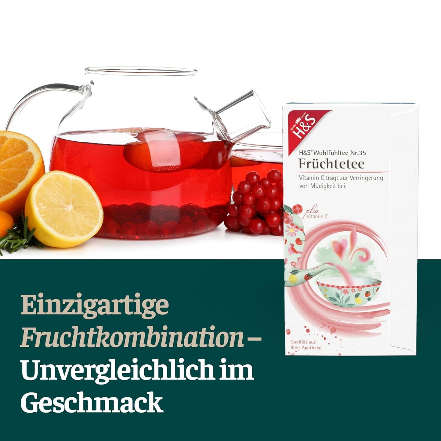 H&S C-vitamin frugtte: smagfuld og forfriskende frugtteblanding, 20 x 2,7 g