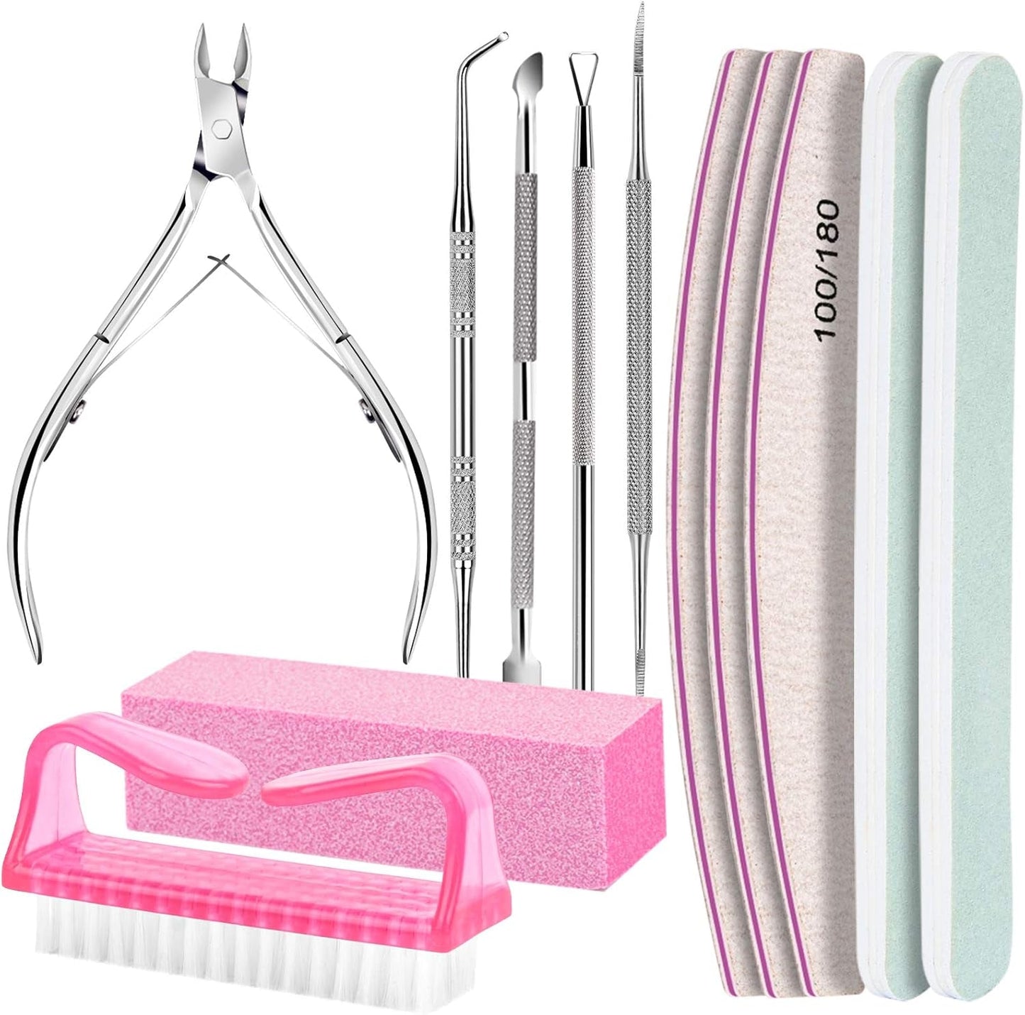 FANDAMEI Manicure Set, Buffer Für Nägel, Nagelfeile 100/180, Nagelfeilen Für Gelnägel, Nagelhautschieber, Buffer Für Gelnägel, Feilen Für Gelnägel, Nagelzange, Nagelfeilen Set, Maniküre & Pedicure Set