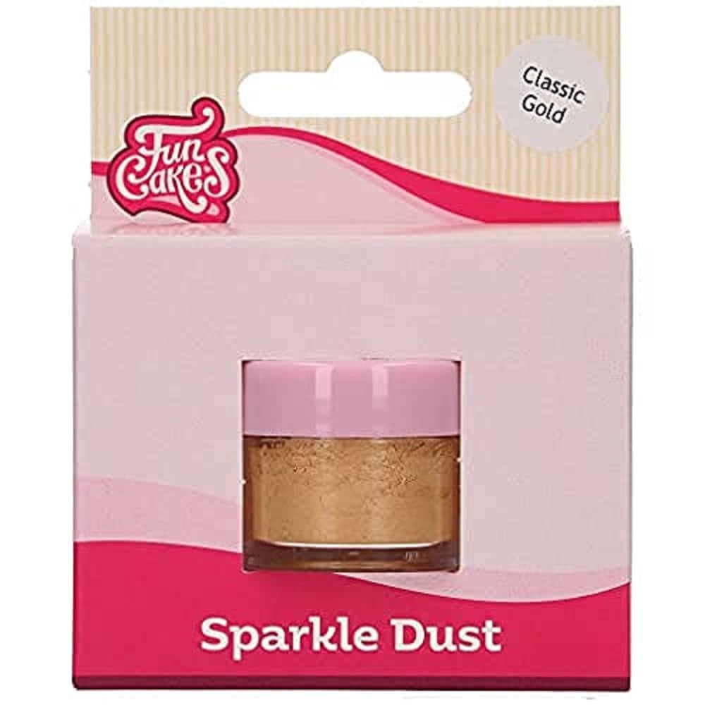 Funcakes Sparkle Dust Classic Gold: Glitterstøv i fødevarekvalitet til kagedekoration, Halal-certificeret