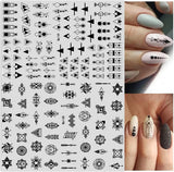 12 Blatt Nagelsticker Geometrisk Nagelaufkleber Selbstklebend Schwarz-Weißes Mysteriöses Dreieck Nail Art Sticker Dekoration Nageldesign Zubehör
