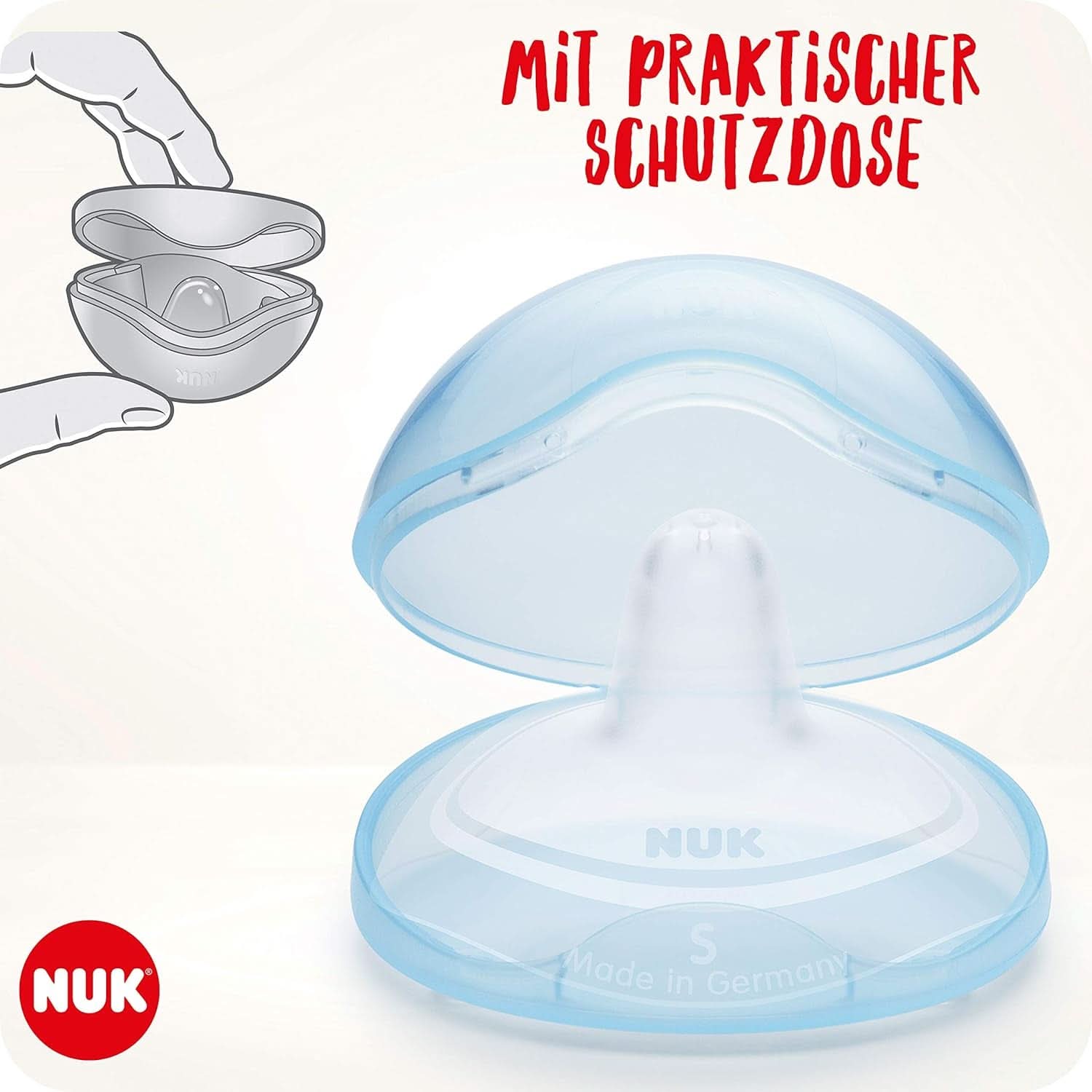 NUK brystvorte skjolde | Amning brystvorteskjolde | Beskytter mod ømme brystvorter | Tynd silikone | Størrelse S (16Mm) | 2 stk Babymad og ammetilbehør Naty Shop