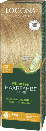 LOGONA Natural Cosmetics Plant Hair Color Cream 240 Nougat Brown, Naturlig farve til brunt hår med henna, farvecreme til brune toner, farvning til mørkt hår, 150ml Hårfarve Naty Shop Lysebrun