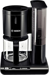 Bosch Styline TKA8013 filter-espressomaskine, aromasensor, 1,25 l aromakonserverende glaskaraffel, 10-15 kopper, automatisk sluk, afkalkningssystem, anti-drypsystem, roterende filterholder, 1160W, sort