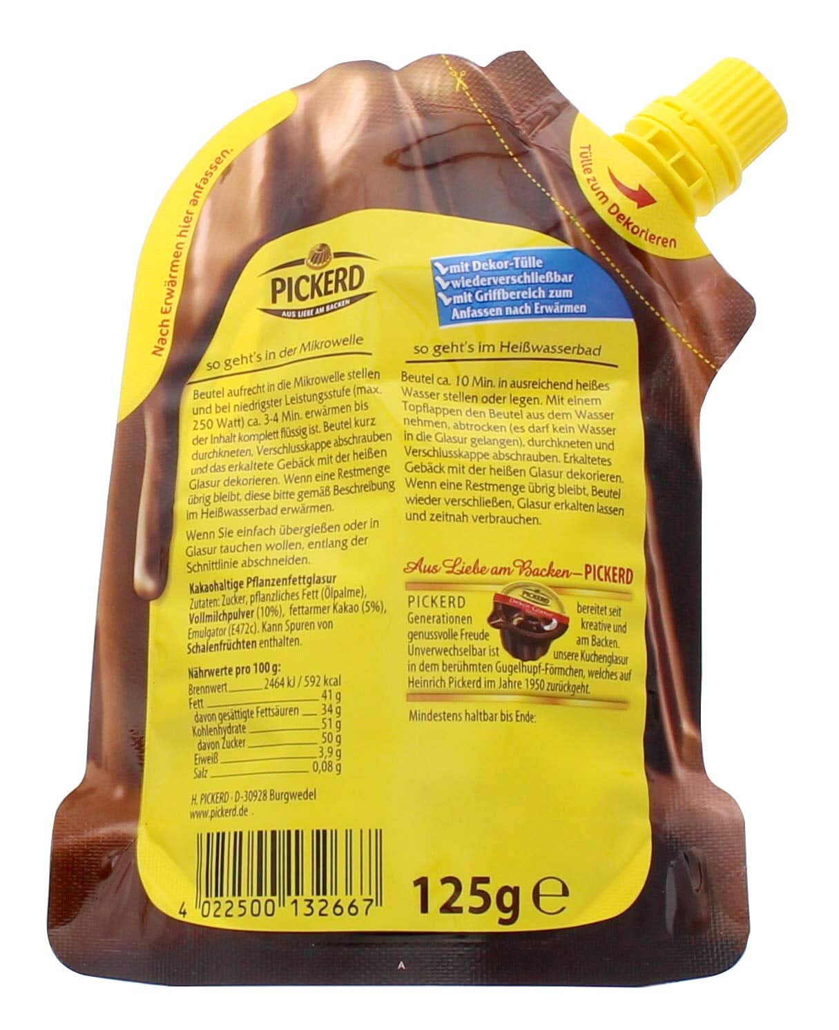 Kageglasur, mælkechokolade, 125 gram glasur og Decor Naty Shop