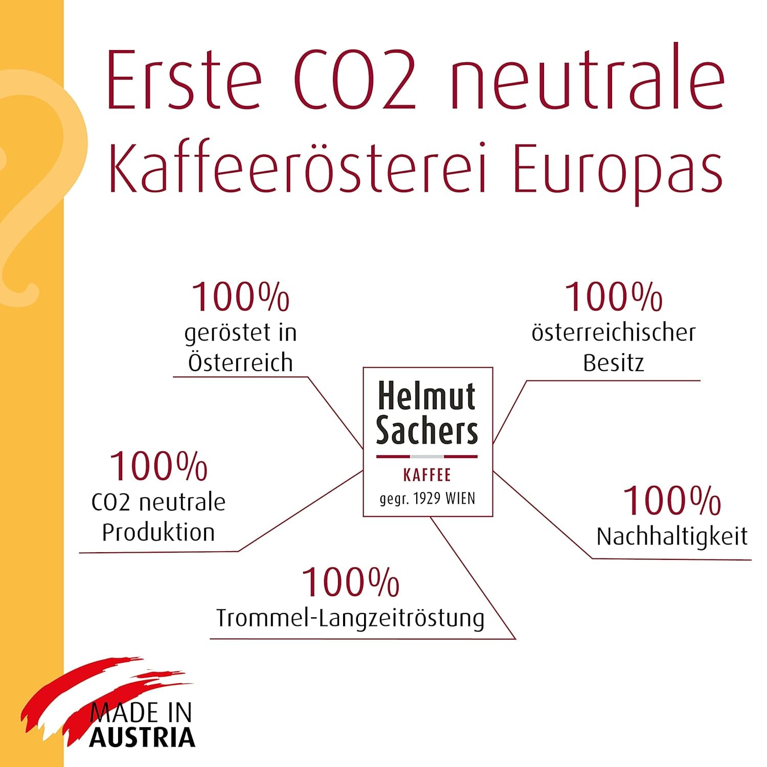 Helmut Sachers kaffe - creme, styrke 4/5, 100 % Arabica, hele kaffebønner, 6 x 500 g