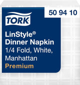 Tork Linstyle hvide bordservietter, 1/4 fold, 19,5 × 19,5 cm, 14 N50 servietter, 509410