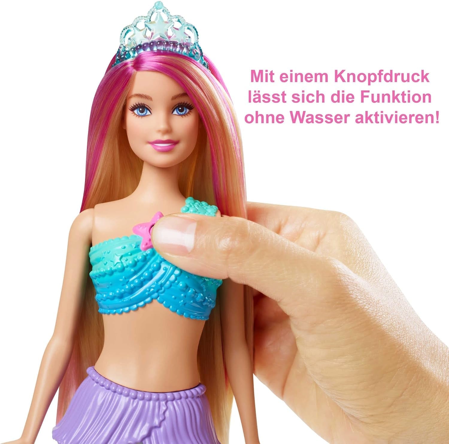 Barbie Dreamtopia Magic Light Havfruedukke med blondt hår, Barbiedukke med Havfruehale, Velegnet som gave til børn fra 3 år og opefter, HDJ36