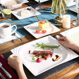 MALACASA, Monica Series, Servicesæt til 12 personer, Hvid-creme porcelæn, Kombineret service med 12 kaffekopper, 12 underkopper, 12 desserttallerkener, 12 middagstallerkener og 12 middagstallerkener